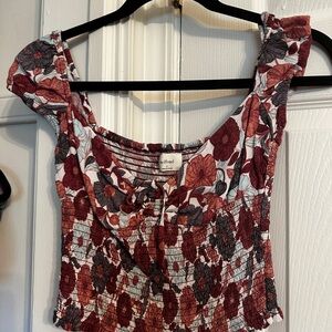 Wilfred Red and Gray Floral Blouse